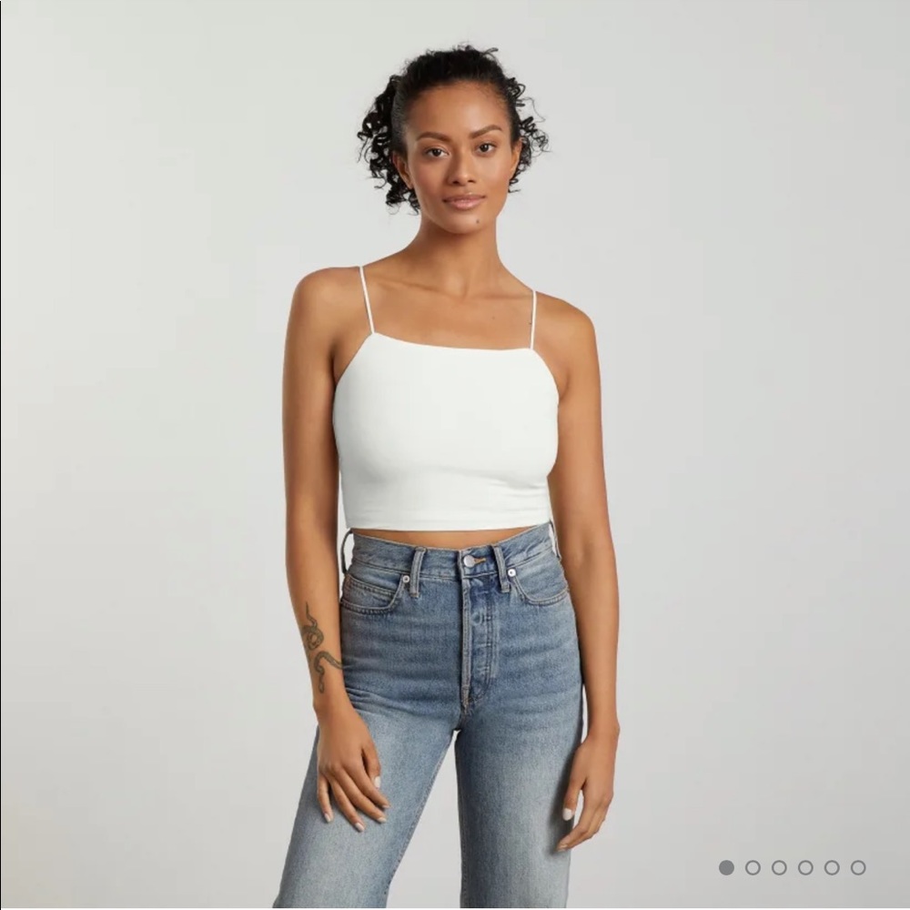 Everlane Cropped Square-Neck Cami in Brown Size M